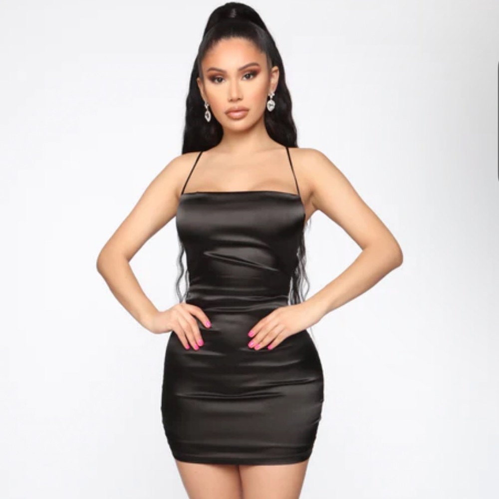Satin Black Mini Dress